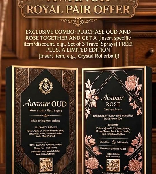 Awanur Couple Perfume Duo | OUD for Men + Rose for Women